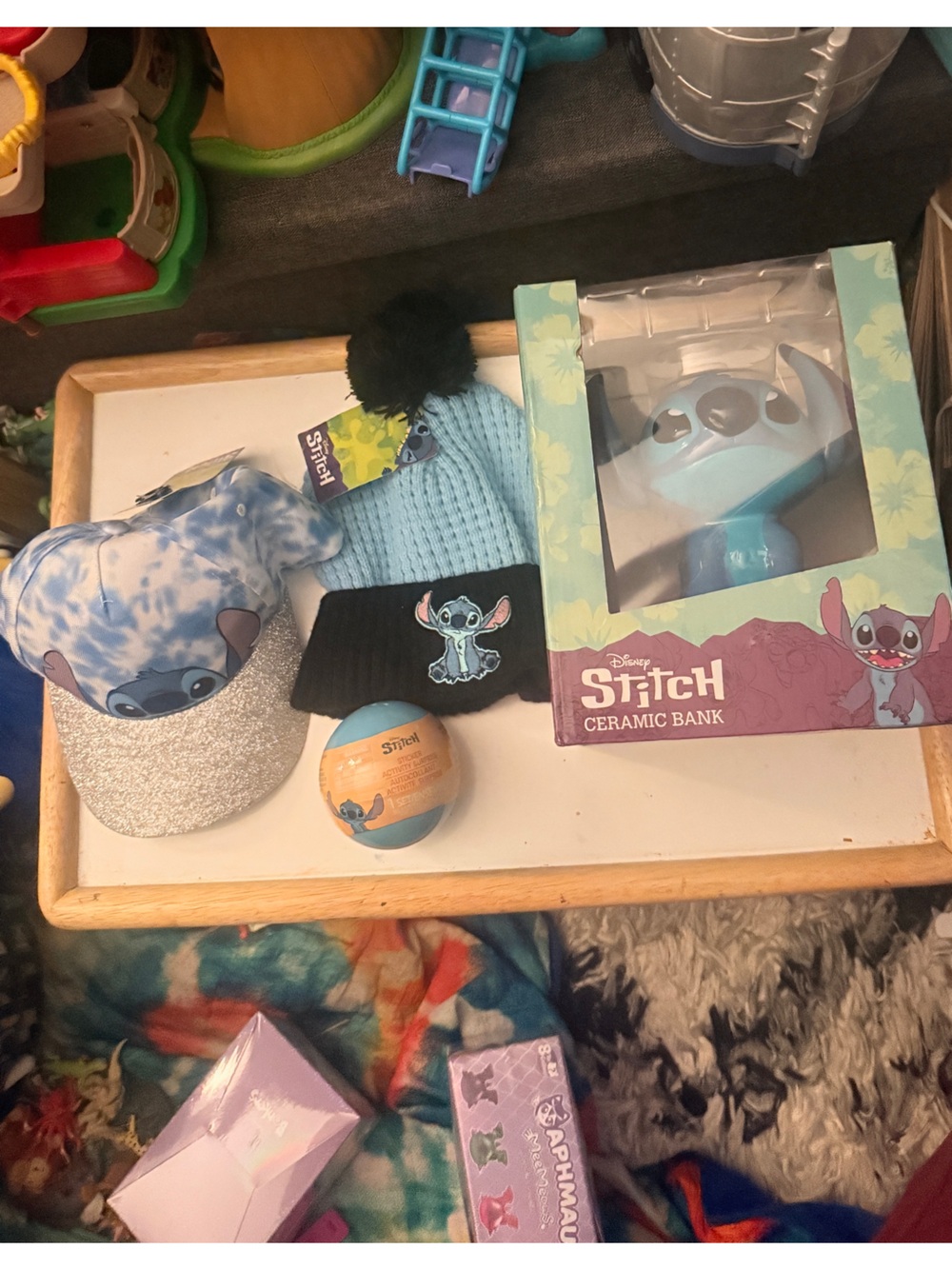 Disney Lilo and Stitch Bundle x4 Bank Hat Beanie Decal NEW Kids Girls Toys Games
